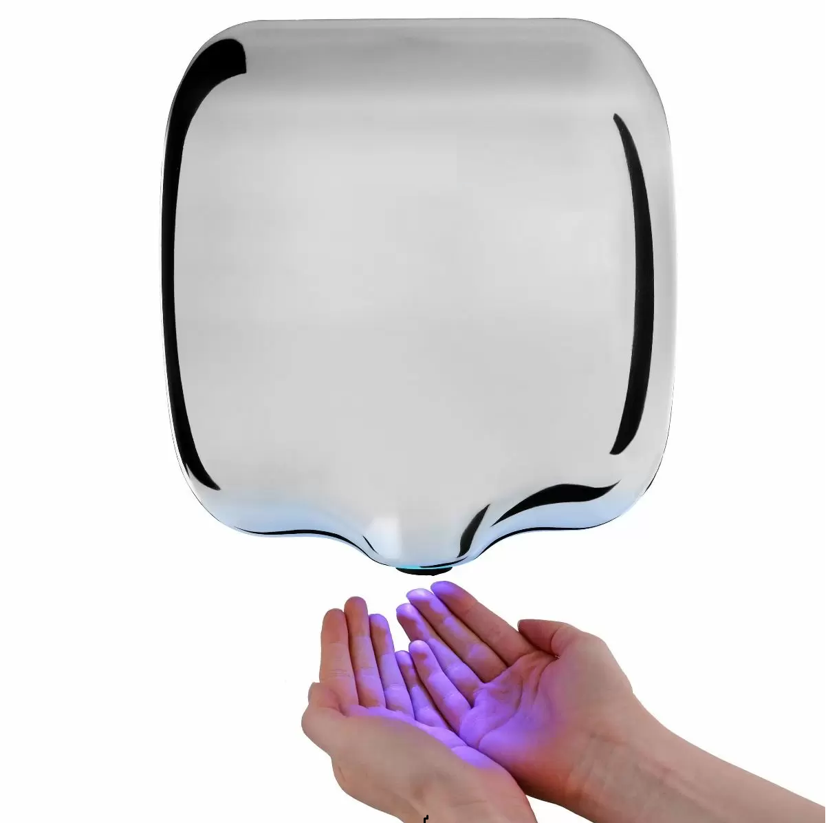 SECADOR DE MANOS BRILLANTE TORNADO EN ACERO INOXIDABLE AUTOMÁTICO INFRARROJO CON VELOCIDAD Y SONIDO AJUSTABLE