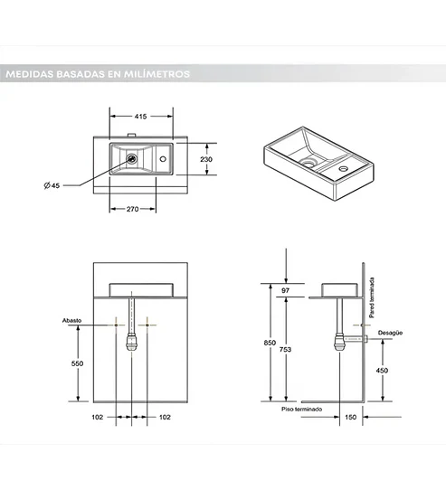 Combo Mueble Lavamanos + Lavamanos + Grifería + Sifón