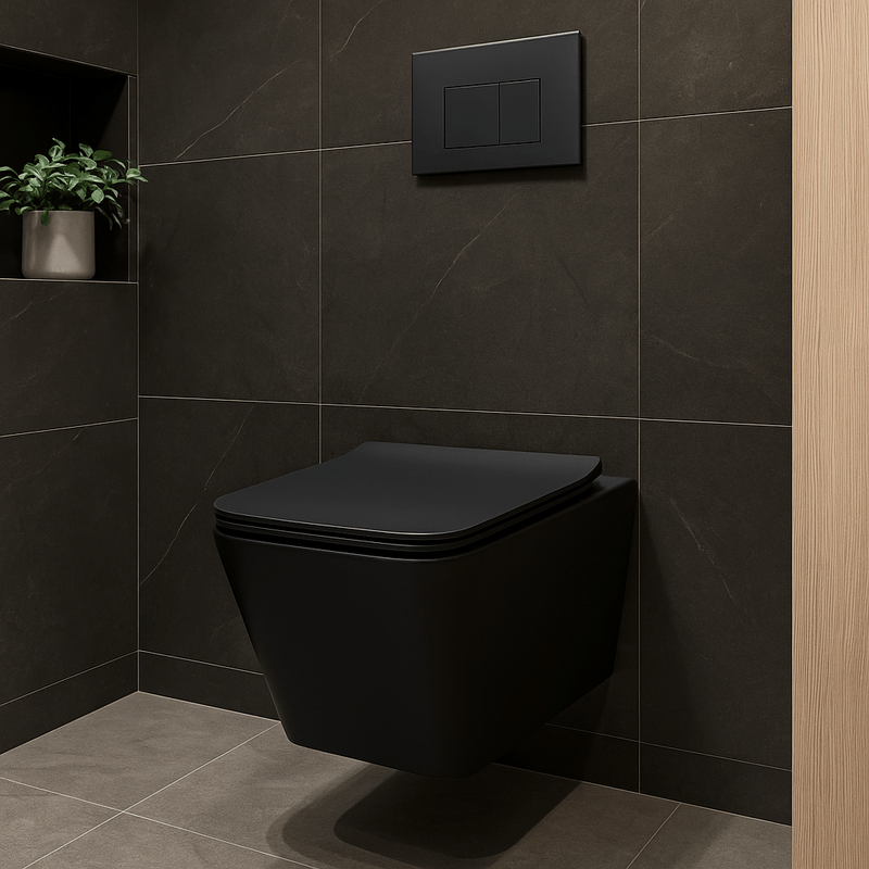 Sanitario Suspendido Cuadrado Magnus Negro Mate