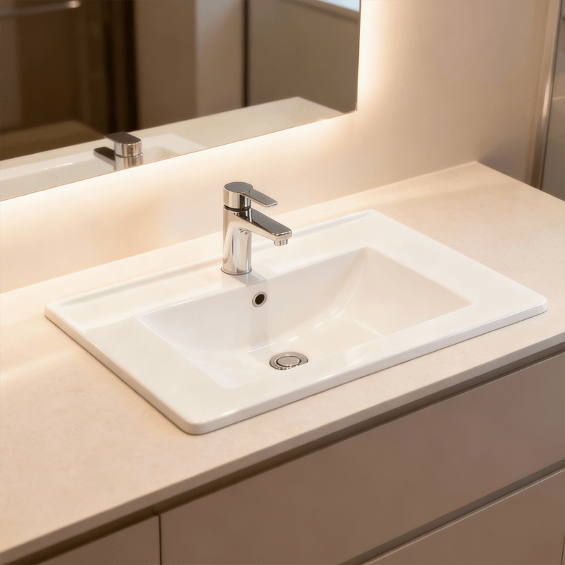 Lavamanos en Porcelana de Sobreponer Firenze Lecco 61 × 47 × 17.5 cm – Blanco