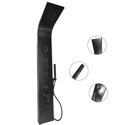 Torre Ducha Para Baño Con Luz Led Y Bluetooth Negra