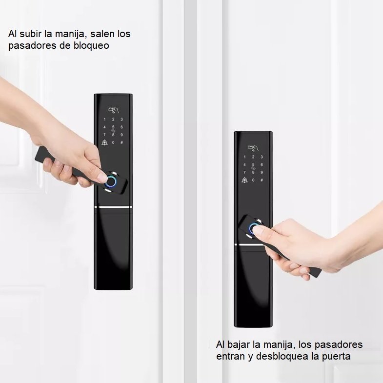 Cerradura Negra / App Ttlock / Ambas Direcciones / Huella / Clave / Tarjeta / Llave