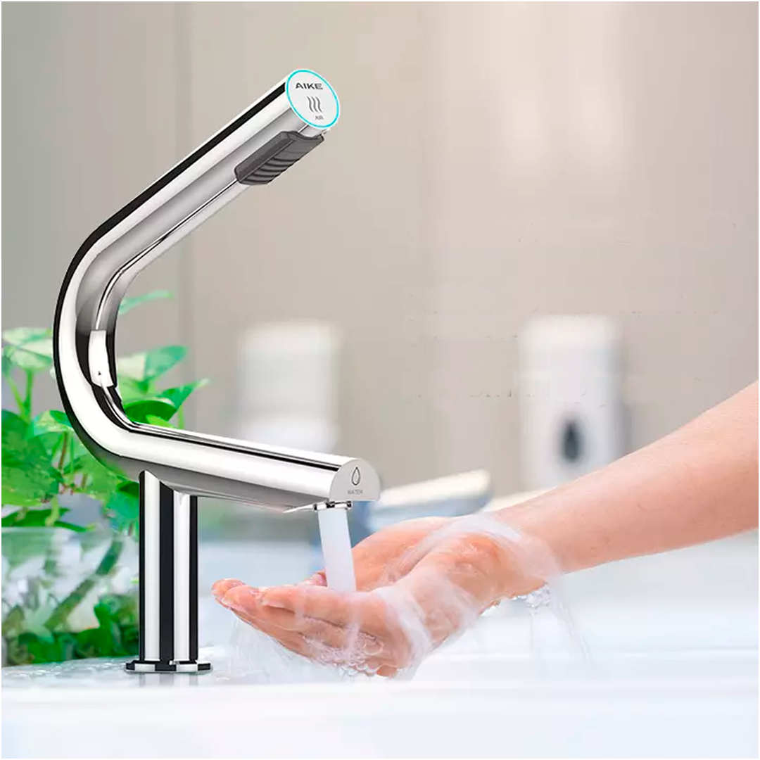 Secador de Manos con Grifo de Sensor Curvo en Acero Inoxidable con Filtro HEPA Satinado (Bajo Pedido)