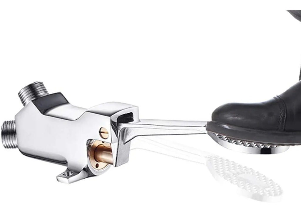 Kit Válvula Pedal Pie Largo con Cuello de Cisne y 2 Mangueras Metálicas