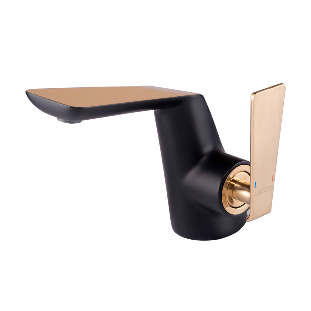 griferia Lavamanos Frida Negro Gold Baja Lecco