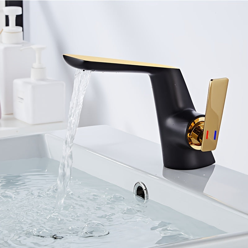 griferia Lavamanos Frida Negro Gold Baja Lecco