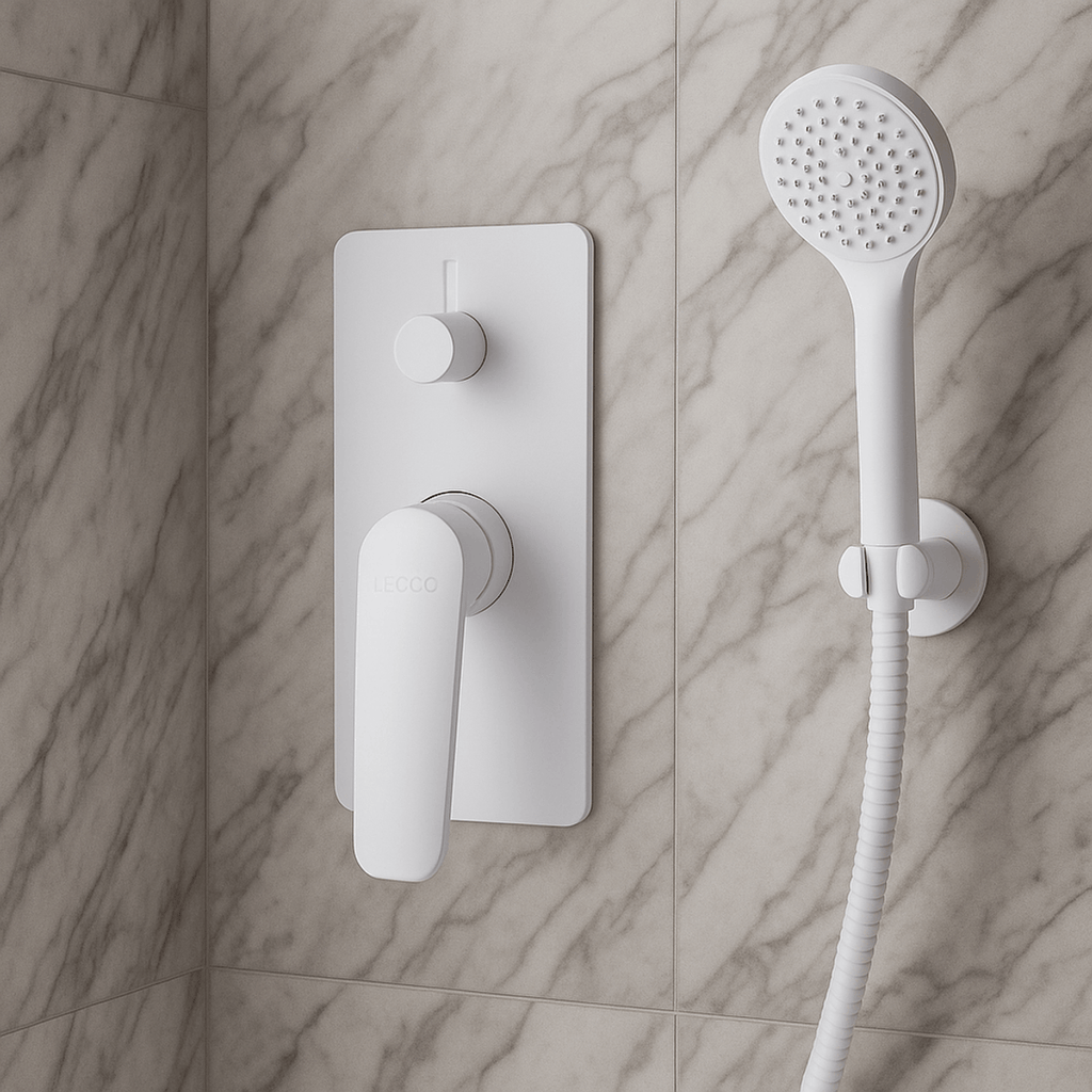 griferia Para Ducha Monocontrol Curve Con Salida A Bañera Blanco Lecco