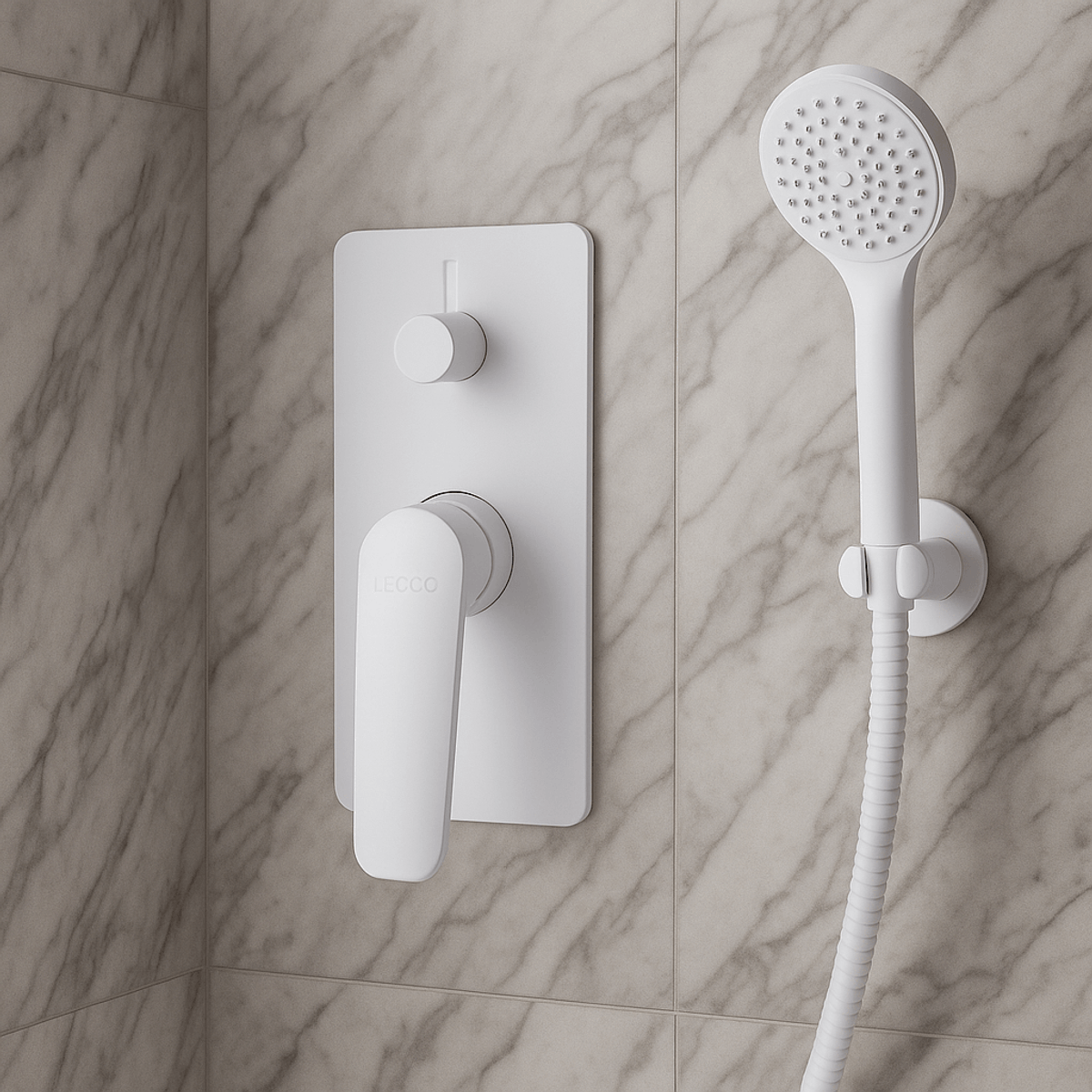 griferia Para Ducha Monocontrol Curve Con Salida A Bañera Blanco Lecco