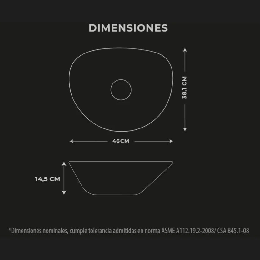 lavamanos Vessel Lemnos Blanco 38 X 46 X 14.5 Lecco