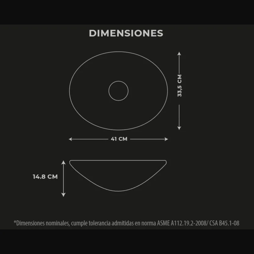 Lavamanos Vessel Ikaria Oval Gris Matte 41x33.5x14.9 Lecco